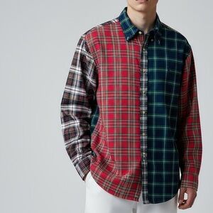 Ralph Lauren Men’s Tartan Plaid Mixed Plaid Print Long Sleeve Button Down Sz XL
